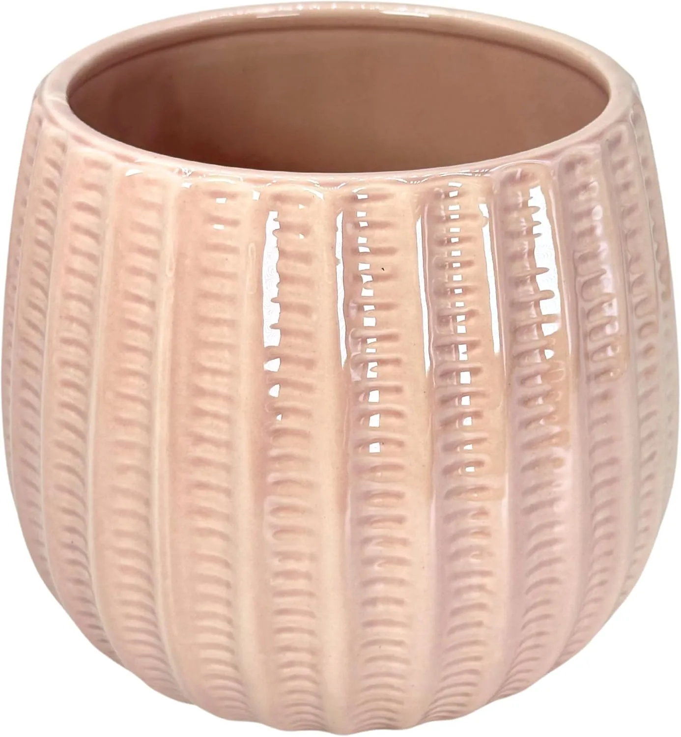 Blush Ribbed Ceramic Planter - Glaze Collection Wholesale