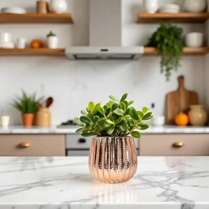 Metallic Ribbed Ceramic Planter - Glaze Collection Wholesale