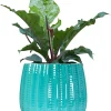 Turquoise Ribbed Ceramic Planter - Glaze Collection Wholesale
