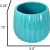 Turquoise Ribbed Ceramic Planter - Glaze Collection Wholesale
