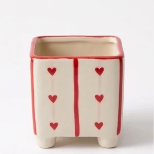 Wholesale Pink Heart Pattern Ceramic Planter