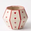 Wholesale Pink Heart Pattern Ceramic Planter