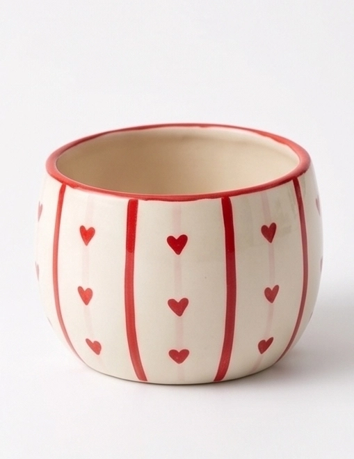 Wholesale Pink Heart Pattern Ceramic Planter