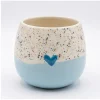 Wholesale Blue Heart Speckled Ceramic Flower Pot