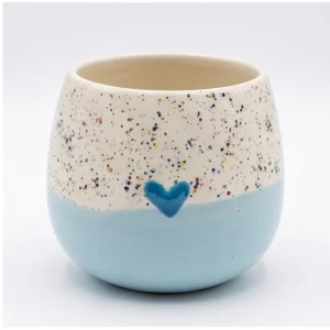 Wholesale Blue Heart Speckled Ceramic Flower Pot