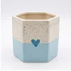 Wholesale Blue Heart Speckled Ceramic Flower Pot