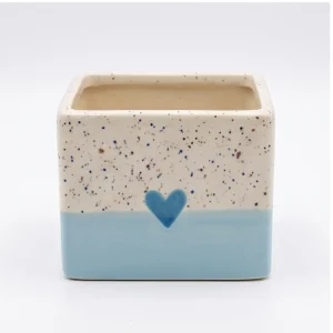 Wholesale Blue Heart Speckled Ceramic Flower Pot