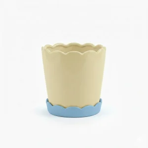 Wholesale Scalloped Ceramic Flower Pot with Saucer