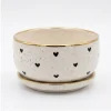 Wholesale Speckled Heart Ceramic Flower Pot with Gold Rim