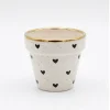 Wholesale Speckled Heart Ceramic Flower Pot with Gold Rim