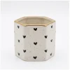 Wholesale Speckled Heart Ceramic Flower Pot with Gold Rim