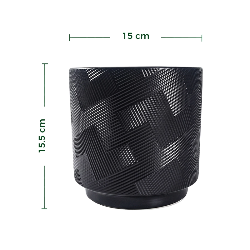 Wholesale Crosshatch Ceramic Plant Pot – Textured Indoor Planter (4) Wholesale Crosshatch Ceramic Plant Pot – Textured Indoor Planter