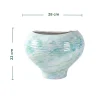 Wholesale Textured Ceramic Planter with Rounded Pedestal Base